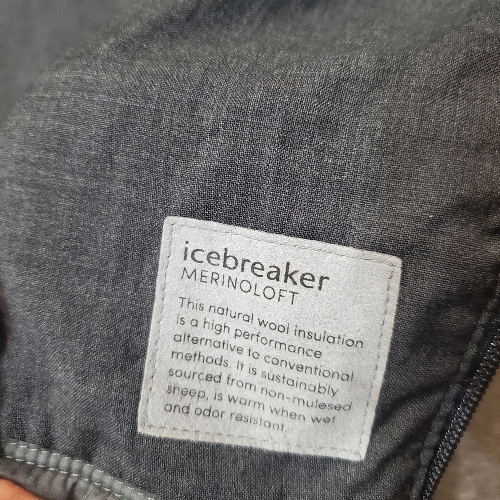 Icebreaker Merinoloft Gray Lightweight Puffer Jacket. L. Merino Wool Blend. Flaw - Picture 6 of 16